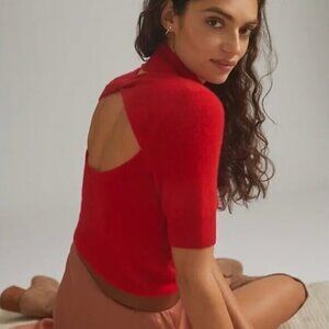 Maeve Red Open Back Cashmere Sweater (M) NWT